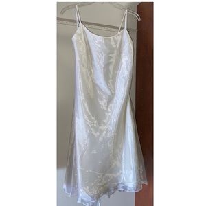 White chiffon dress with beaded jewel back